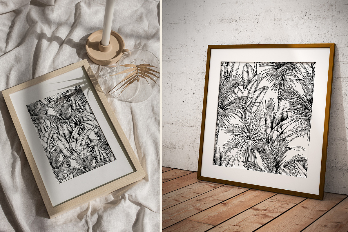 Tropical black& white plants, a Decorative Illustration by Jeanna Draw (Photo 6 of 19)