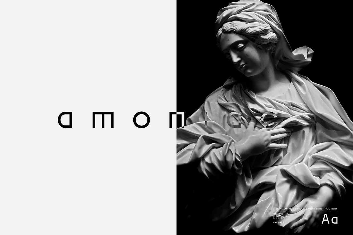MBF Amoniac - future geometric font, a Sans Serif Font by MoonBandit (Photo 1 of 8)