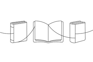 Simple line illustration of an open, an Education Illustration by GraphiShop