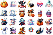 Cute Watercolor Halloween Set Clipar, an Illustration by Sublimation Artist (Thumbnail 2 of 6)