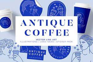 Antique Coffee - Vector Line Art