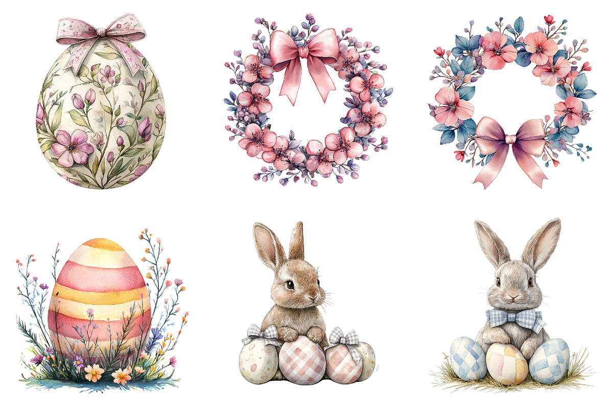 Easter Clipart Spring Bunnies, an Illustration by Watercolor design (Photo 5 of 8)