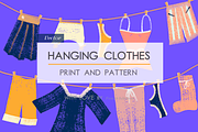 Hanging clothes. Print and patterns., a Pattern Graphic by ...