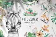 Cute Zebras Watercolor Jungle, an Animal Illustration by Ann Art Houze (Thumbnail 1 of 13)