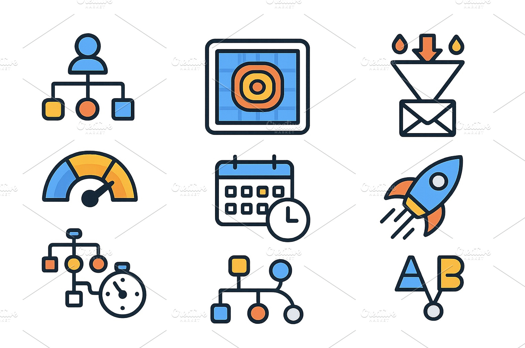 Icons depicting project management, a Technology Photo by ZinetroN