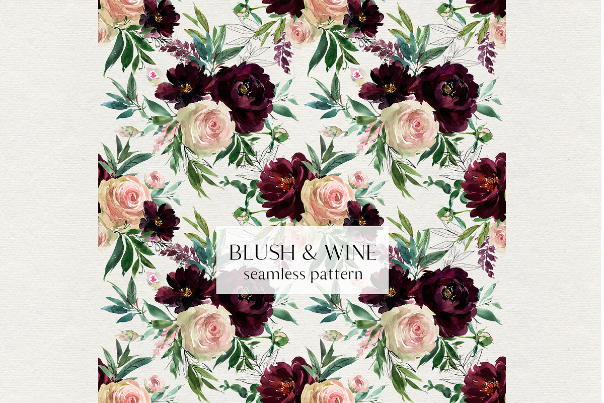Blush & Wine Watercolor Flowers PNG, a Decorative Illustration by whiteheartdesign (Photo 7 of 10)