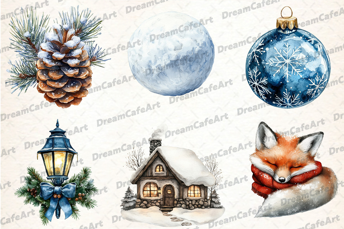 Chilly Christmas Day Clipart, an Illustration by DreamCafeArt (Photo 2 of 7)