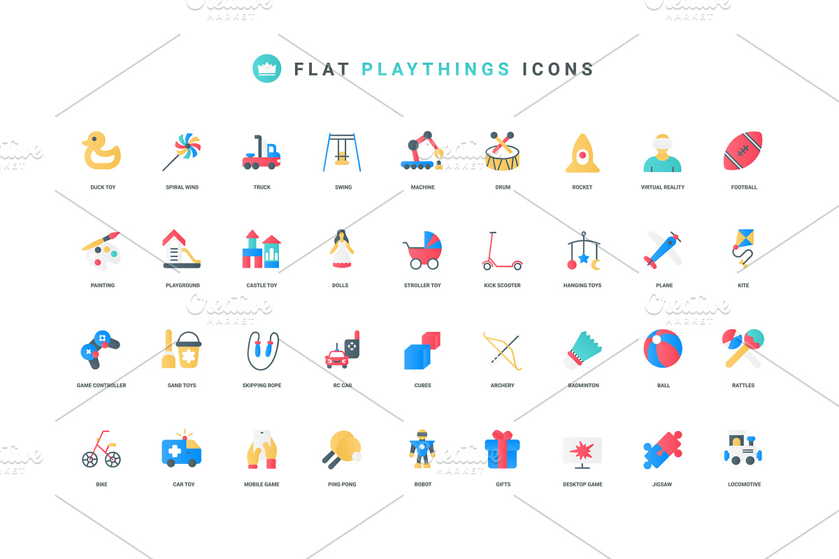 Game equipment games toys kids icons, an Object Illustration by Lemberg Vector