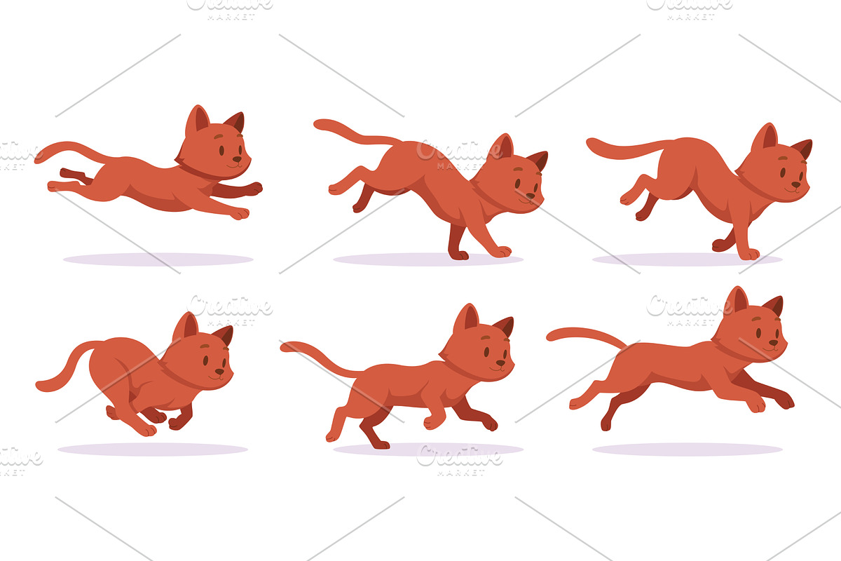 Running cat. Dynamic kitten action, an Animal Illustration by Onyx