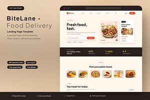 Food Delivery Landing Page, an UI Kit Template by Pitchlook.Studio