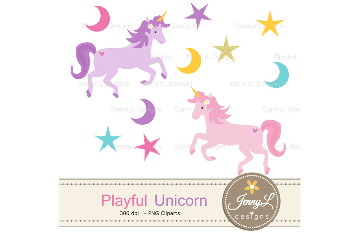 Unicorn Digital Papers & Clipart, a Pattern Graphic by JennyL Designs (Photo 2 of 6)