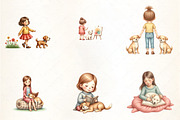 Girl & Best Friends Dogs PNG, an Illustration by CrexoraLab (Thumbnail 3 of 5)