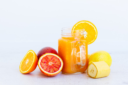 Fresh smoothy orange drink containing smoothie, smoothies, and food, a Food & Drink Photo by Neirfy