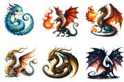 Whimsical Dragon Clipart, an Illustration by CreationArt (Thumbnail 3 of 5)