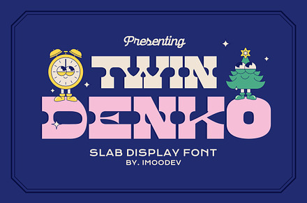 Twin Denko - Slab Display Typeface, a Slab Serif Font by Imoodev