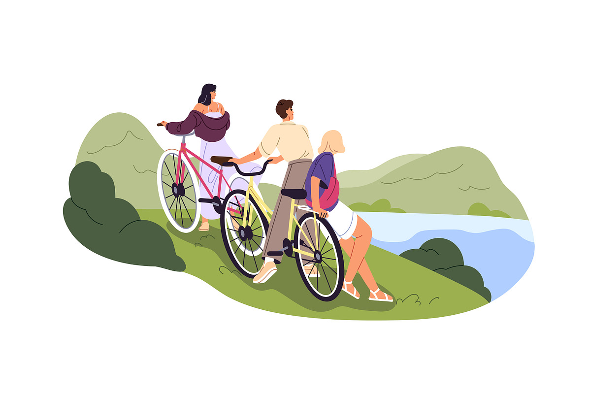 People travel by bike set, a Person Illustration by PaperTrident (Photo 2 of 15)