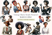 Vintage Black Month Women's Clipart, a Seasonal Illustration by DreamArtGraphic (Thumbnail 1 of 4)
