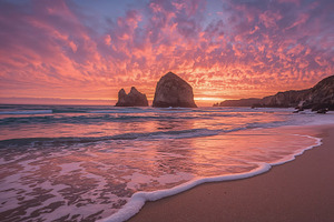 Towering two sea stacks, an Illustration by wavebreak