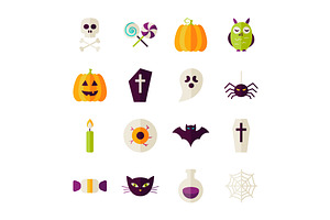 Halloween Scary Vector Flat Icons