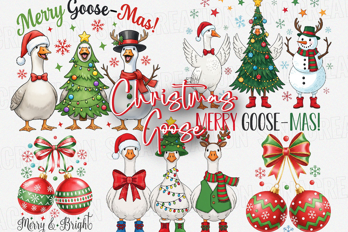 Cute Christmas Goose Png Bundle, an Illustration by SinaCreation (Photo 1 of 8)