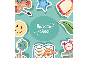 back to school lettering frame, an Education Illustration by studiogstock