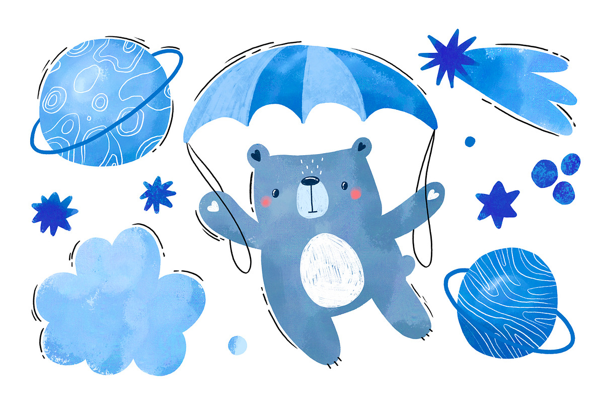 Cartoon Bear on Aircraft. Sky, an Object Graphic by the_myro