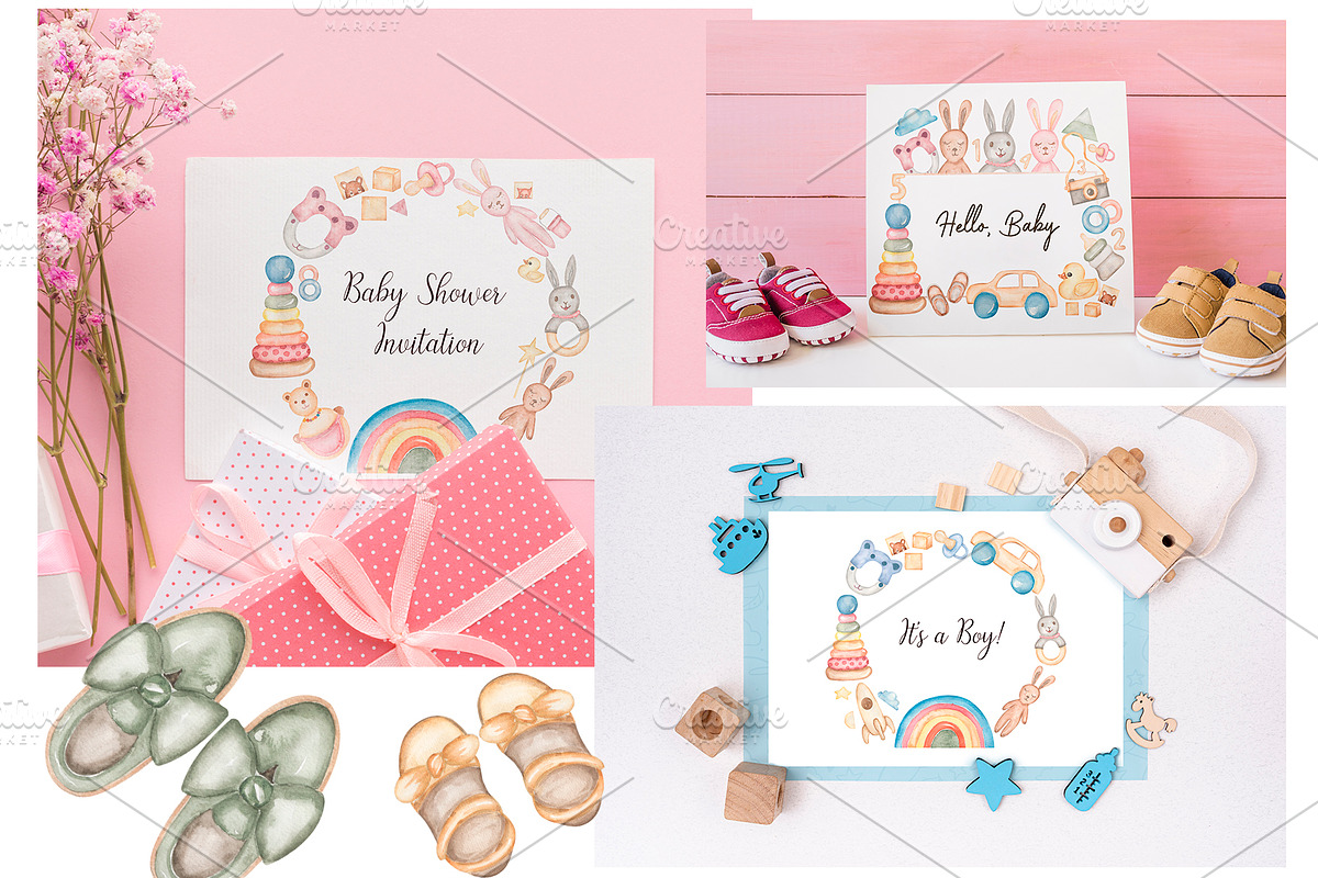 Watercolor Kids Toys & Clothes, an Object Illustration by MayaNavits (Photo 14 of 17)