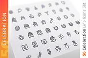 Celebration Line Icons Set, an Outline Icon by Voysla's Shop (Thumbnail 1 of 4)