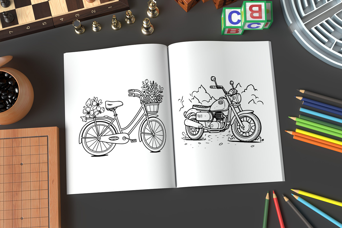 Coloring Page Kids Cute Transport, a Technology Illustration by MuzaArtStudio (Photo 3 of 4)
