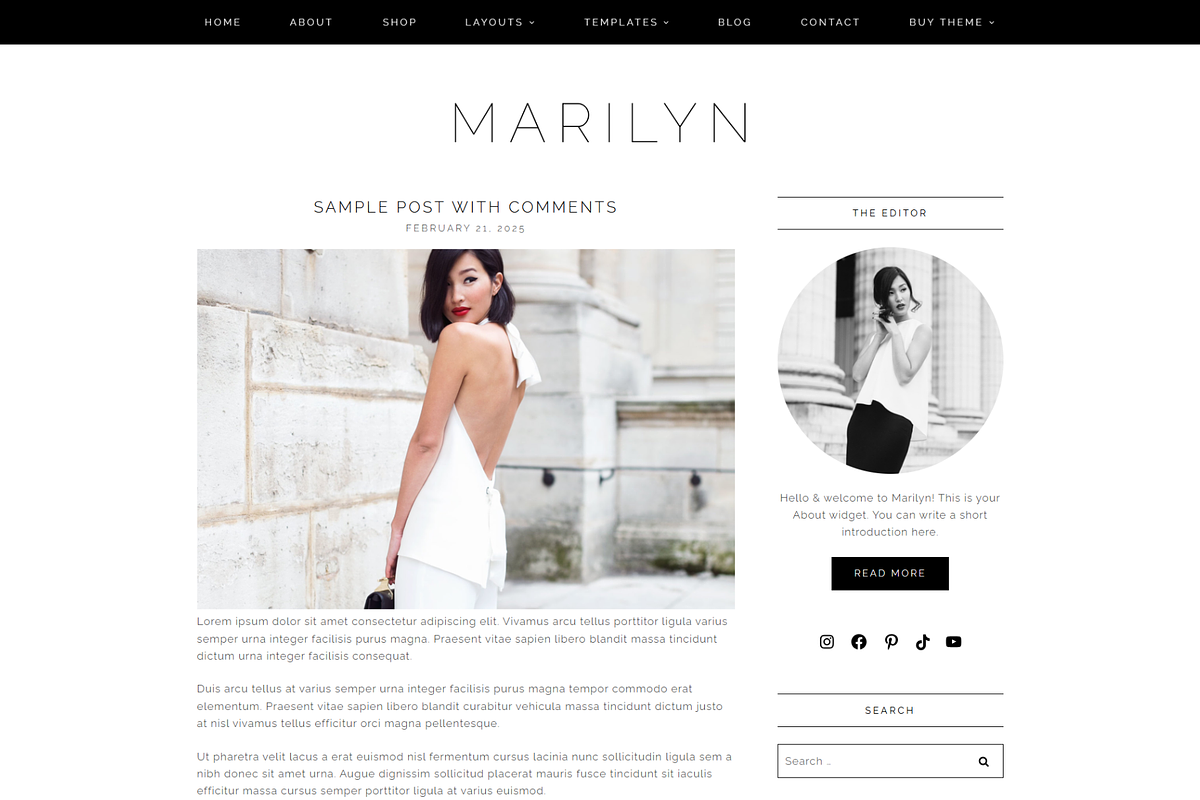 Feminine WordPress Theme | Marilyn, a WordPress Template by Hello Chic Designs (Photo 2 of 4)