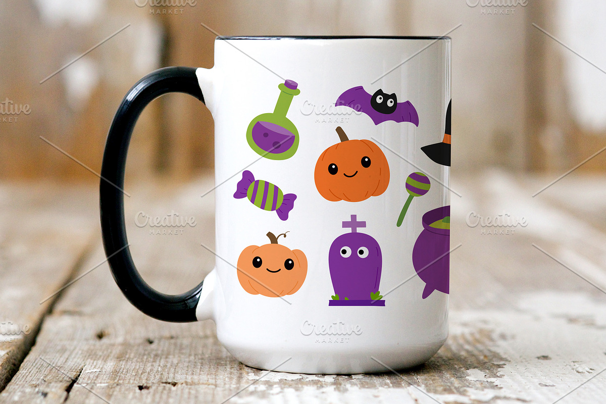 Halloween Cute Kawaii Clipart Set., a Decorative Illustration by kaisorn (Photo 4 of 5)