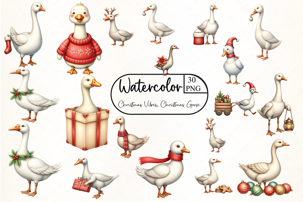 Christmas Vibes, Christmas Goose Png, an Illustration by CrexoraLab (Photo 1 of 5)