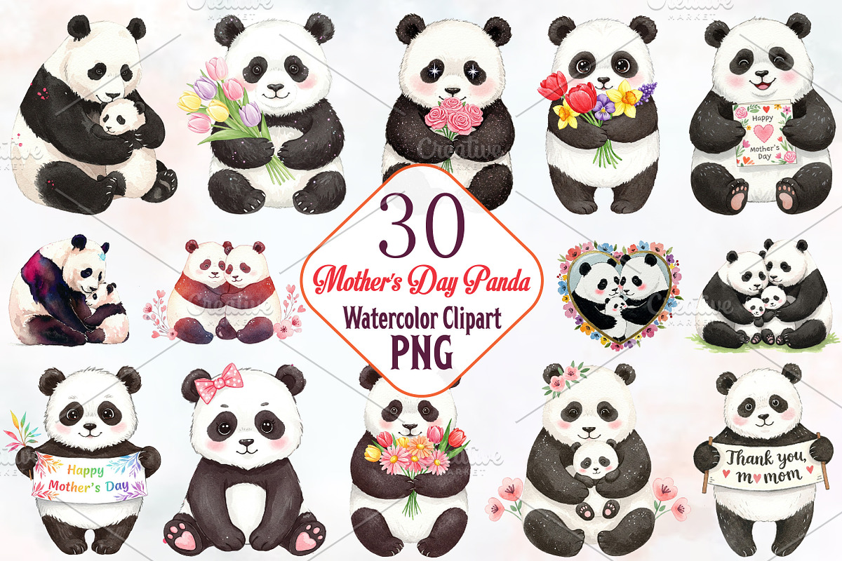Mother's Day Panda Sublimation Png, an Illustration by RobertsArt (Photo 1 of 7)