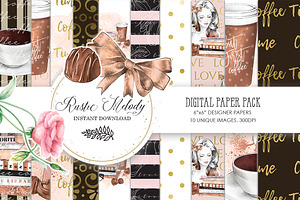 COFFEE DIGITAL PAPER PACK