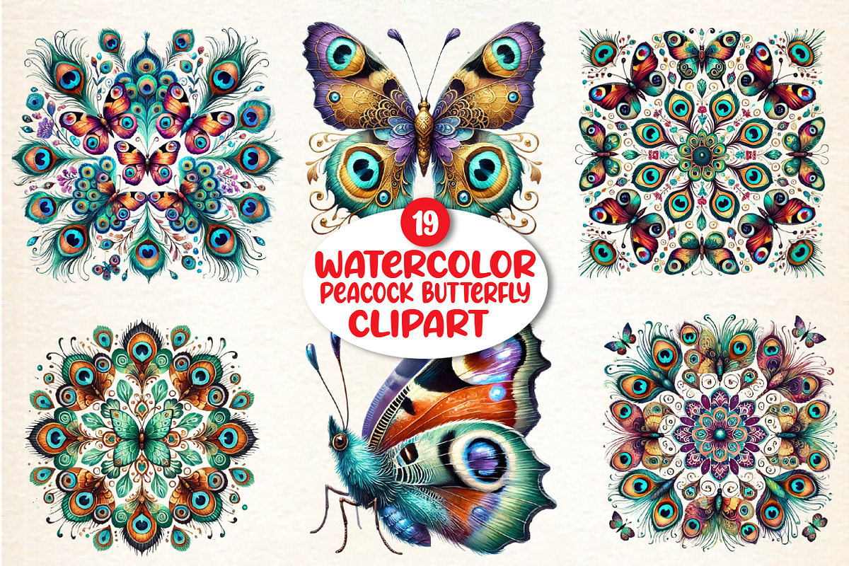 Peacock Butterfly Clipart, an Illustration by DreamArtGraphic (Photo 1 of 5)
