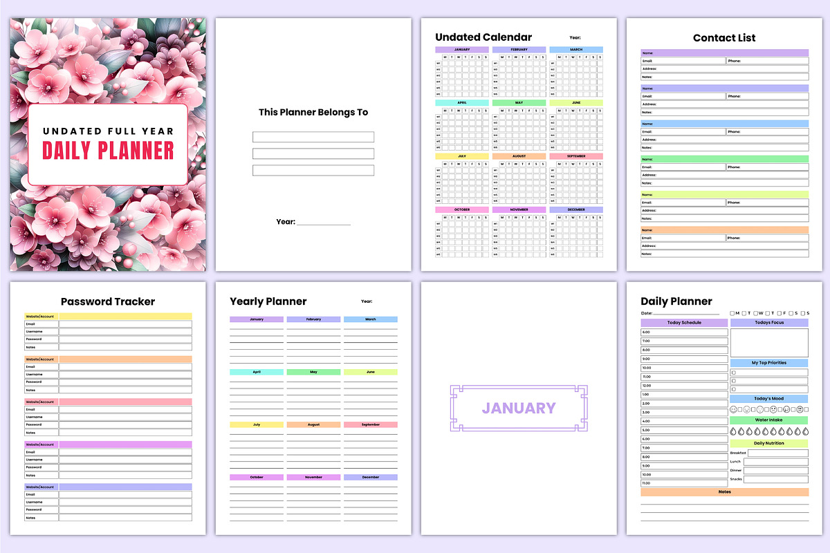 Undated Full Year Daily Planner, a Stationery Template by Mustafiz (Photo 2 of 4)