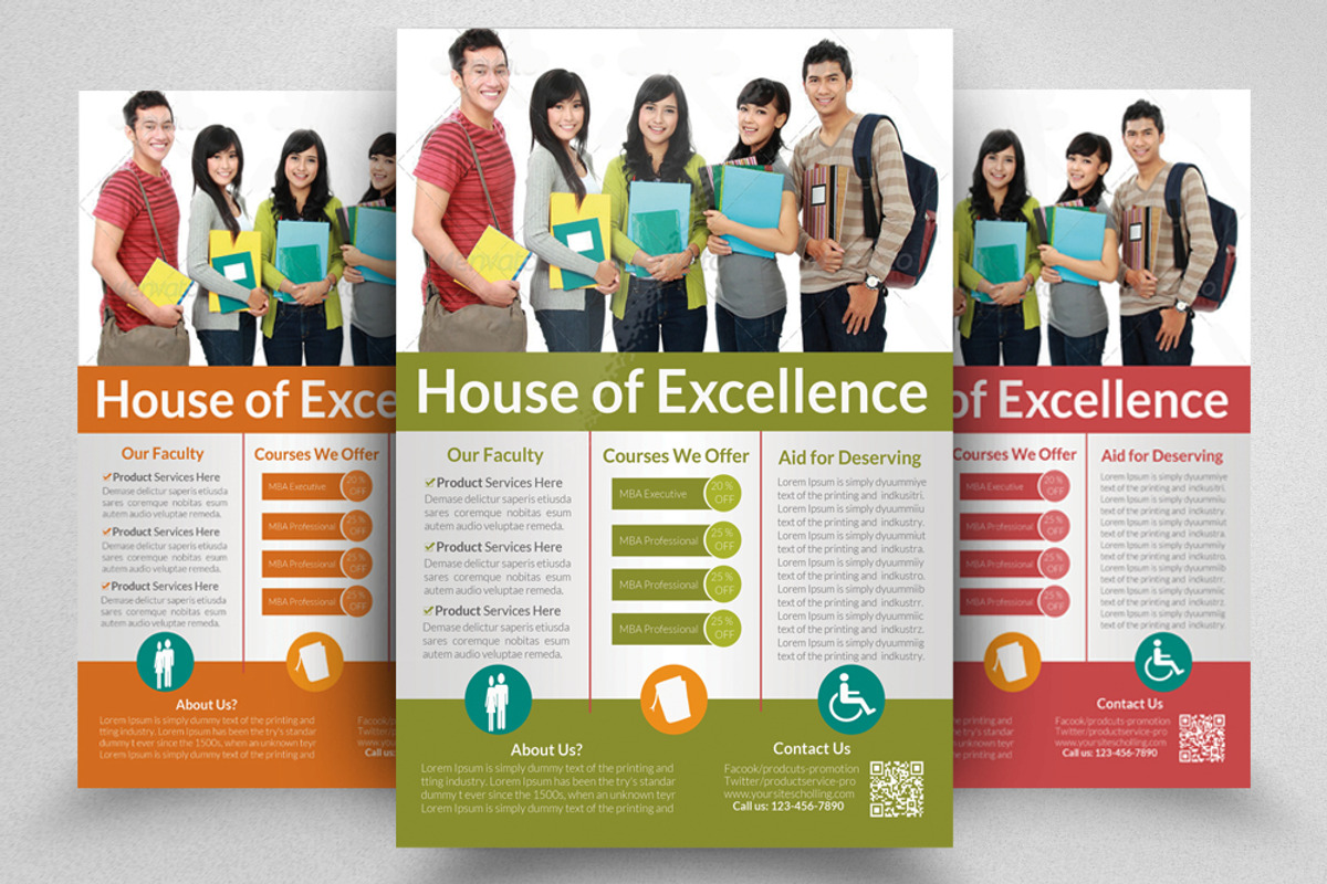 6 Education Flyers Bundle Template, a Flyer Template by Psd Templates