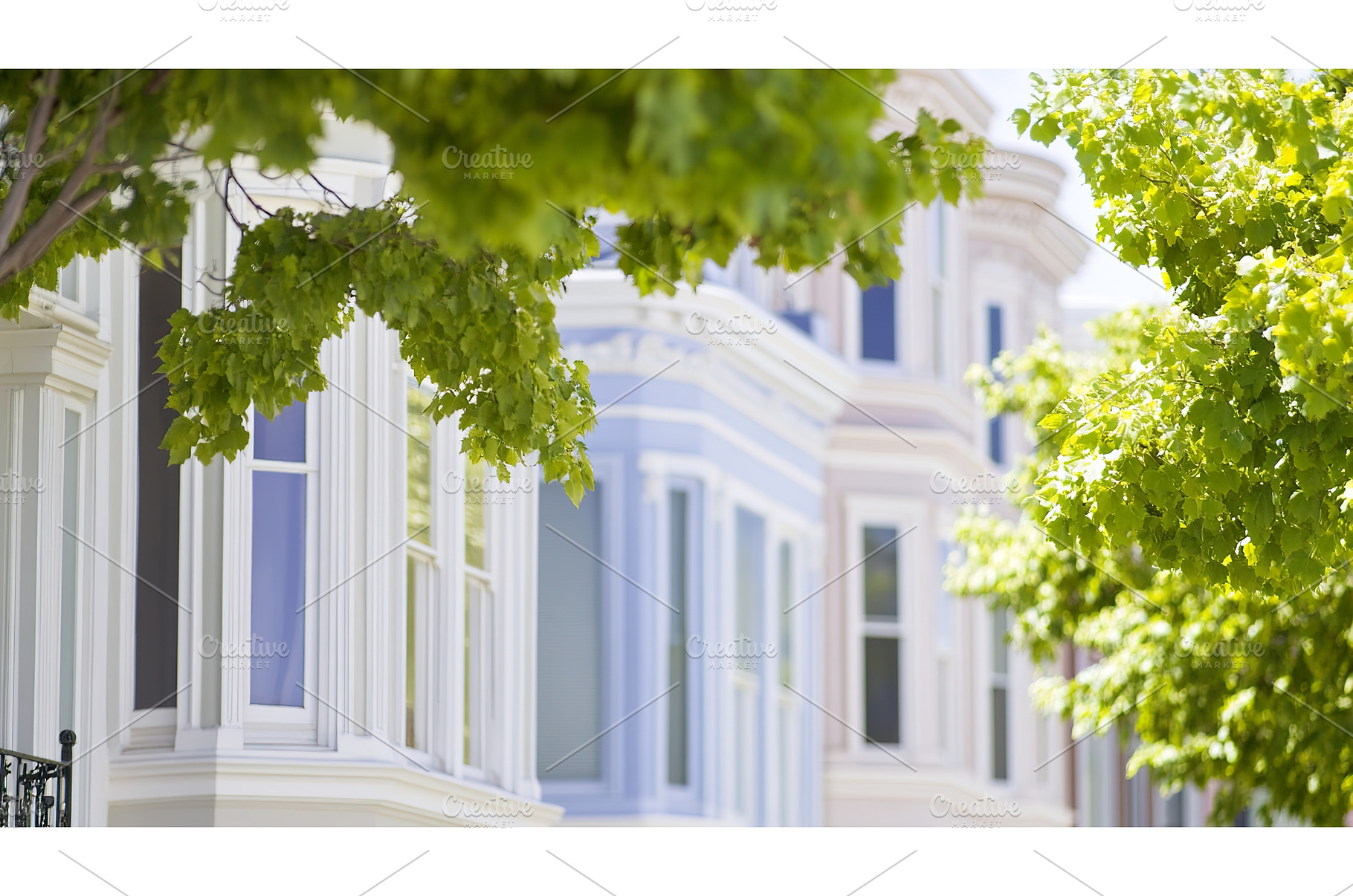 Row of colorful Victorian style, an Architecture Photo by Lermont51
