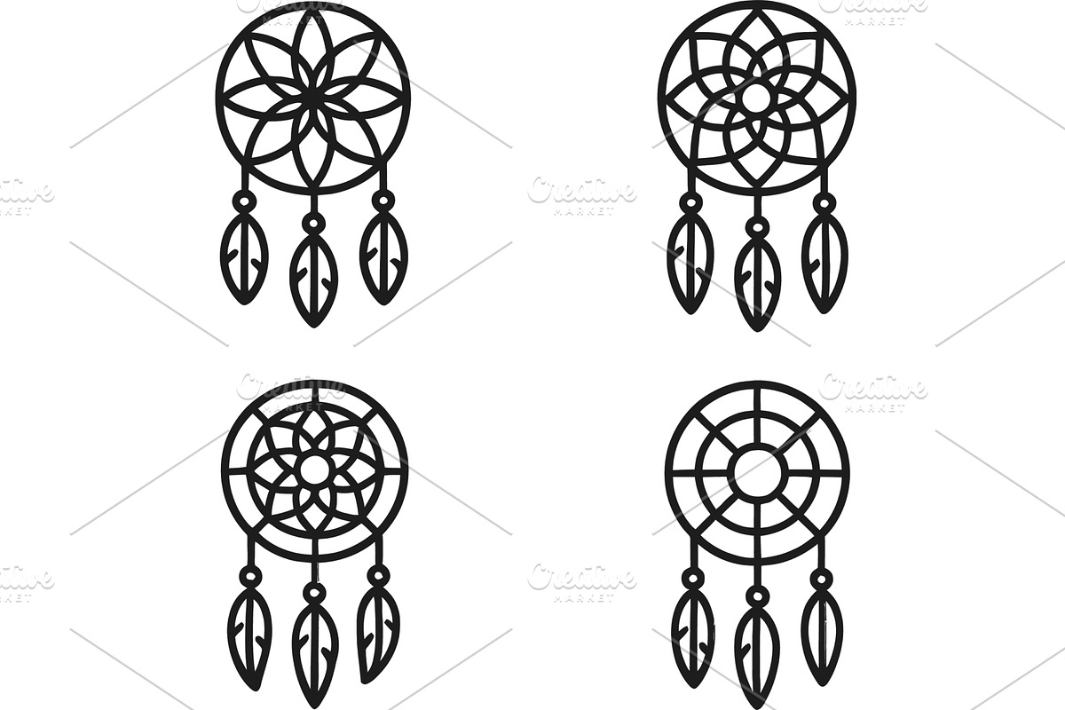 Dream catcher line icons displaying, an Illustration by ZinetroN