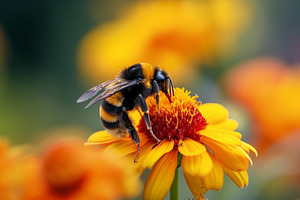 Vibrant bumblebee collecting nectar, an Animal Photo by MistyDay