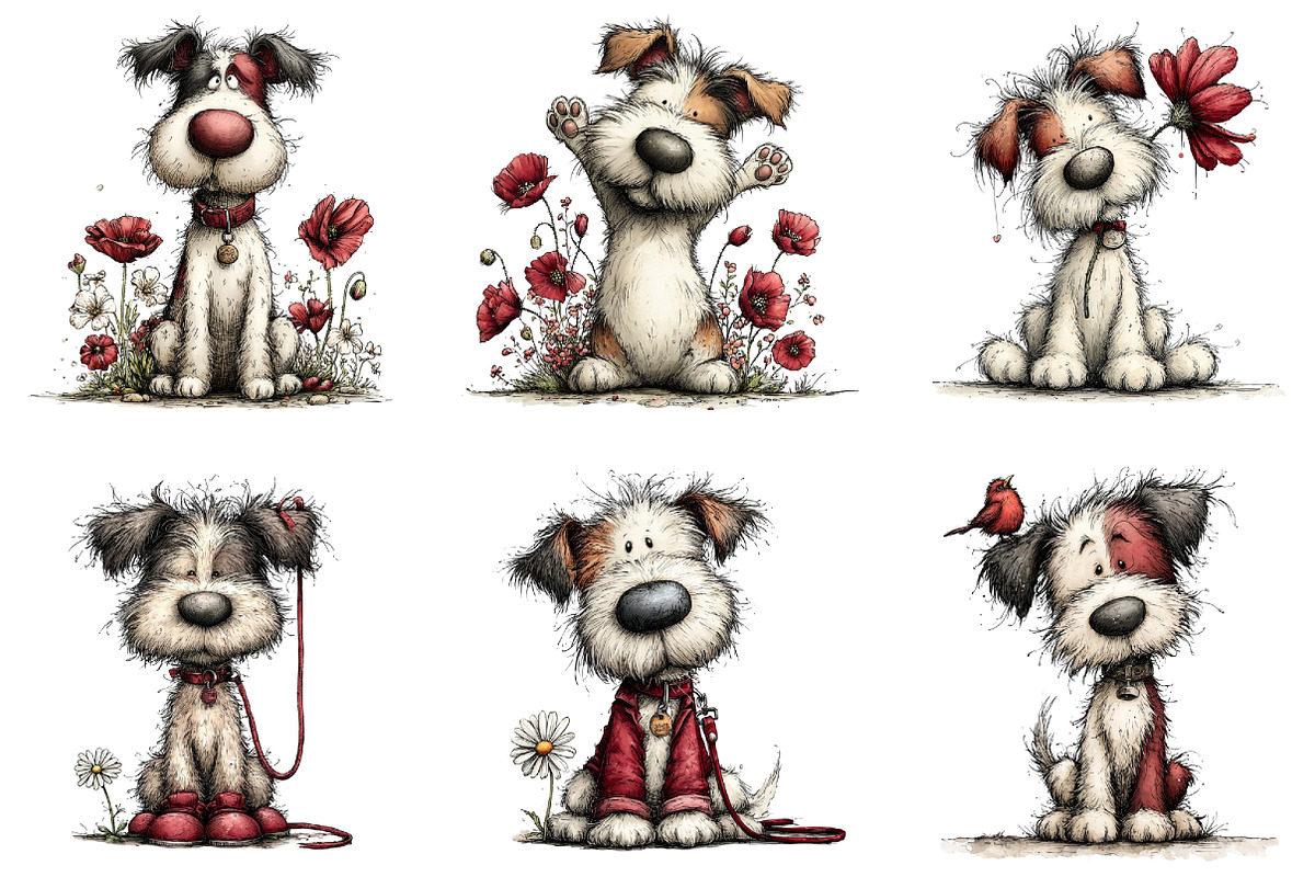 Whimsical Dog Spring Clipart, an Illustration by CraftArtStudio (Photo 3 of 6)