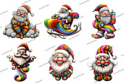 Whimsical Rainbow Santa Clipart, an Illustration by DreamArtGraphic (Thumbnail 2 of 5)
