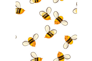 Cute cartoon honey bees seamless, an Animal Illustration by Toltemara
