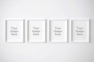 Four white frames mockup 11x14 inch