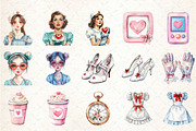Watercolor Coquette Nurse Clipart, an Illustration by Rose Art (Thumbnail 2 of 7)