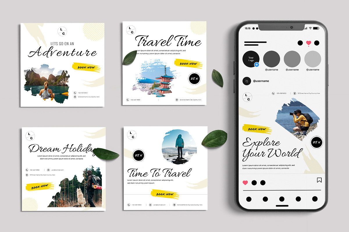 Travel Social Media Post Layout, a Social Media Template by ContestDesign (Photo 1 of 6)