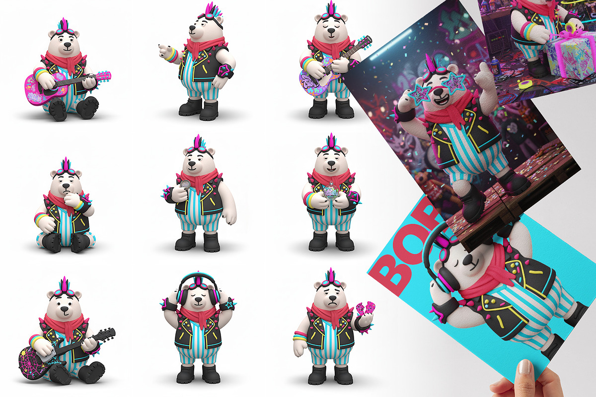 Bobo Spider-Punk, Clay 3D Clipart, a Seasonal Illustration by FactoryType Studio (Photo 6 of 9)