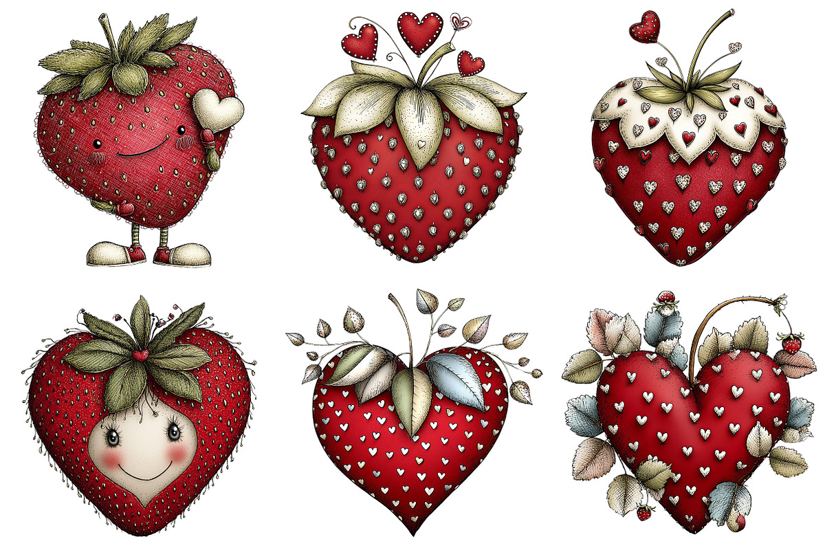 Valentine Strawberry Clipart, an Illustration by Craft Nest (Photo 7 of 8)