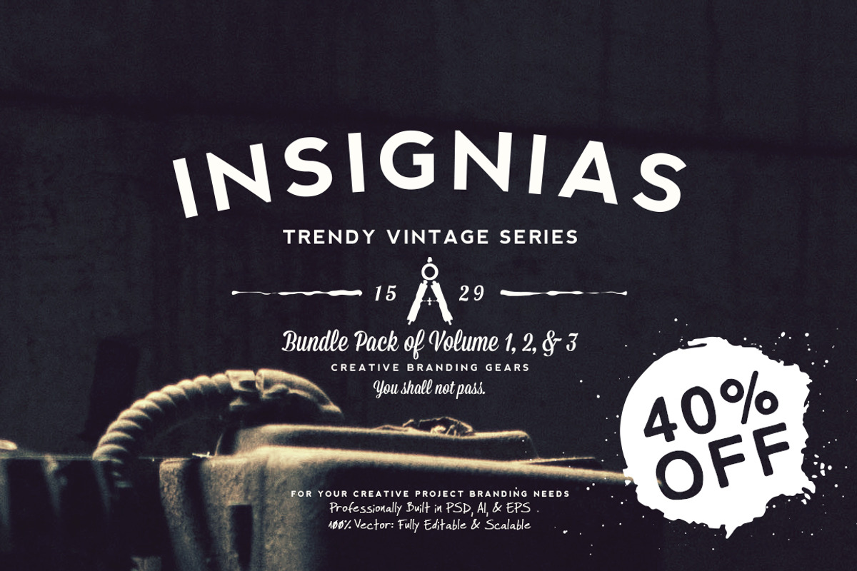 33 Trendy Vintage Insignias Bundle 1, a Branding & Logo Template by Yusof Mining (Photo 1 of 5)