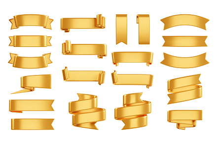 Golden ribbon banner 3d render, an Object 3D Model by YuliiaOsadcha